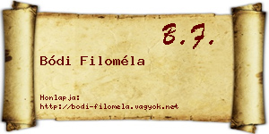Bódi Filoméla névjegykártya